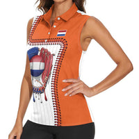Custom Dripping Baseball Netherlands Women Sleeveless Polo Shirt