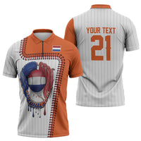 Custom Dripping Baseball Netherlands Zipper Polo Shirt
