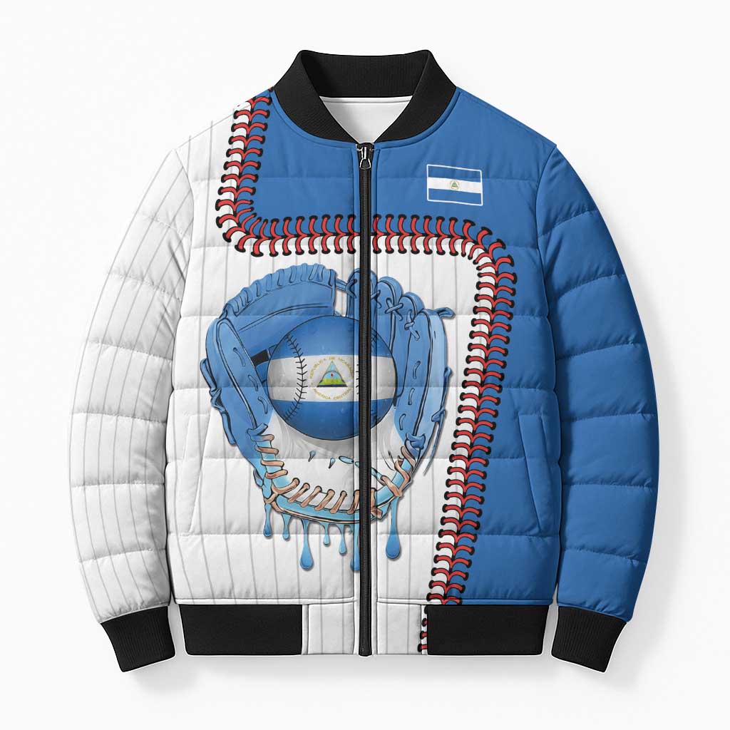 Custom Dripping Baseball Nicaragua Bomber Puffer Jacket