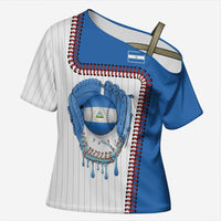 Custom Dripping Baseball Nicaragua Cross Shoulder Shirt