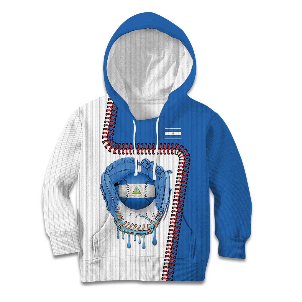Custom Dripping Baseball Nicaragua Kid Hoodie