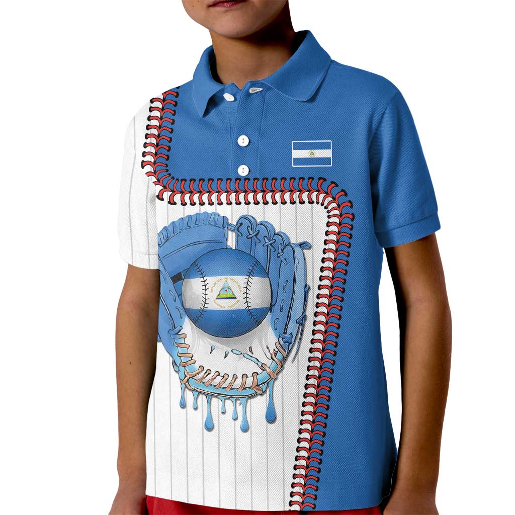 Custom Dripping Baseball Nicaragua Kid Polo Shirt
