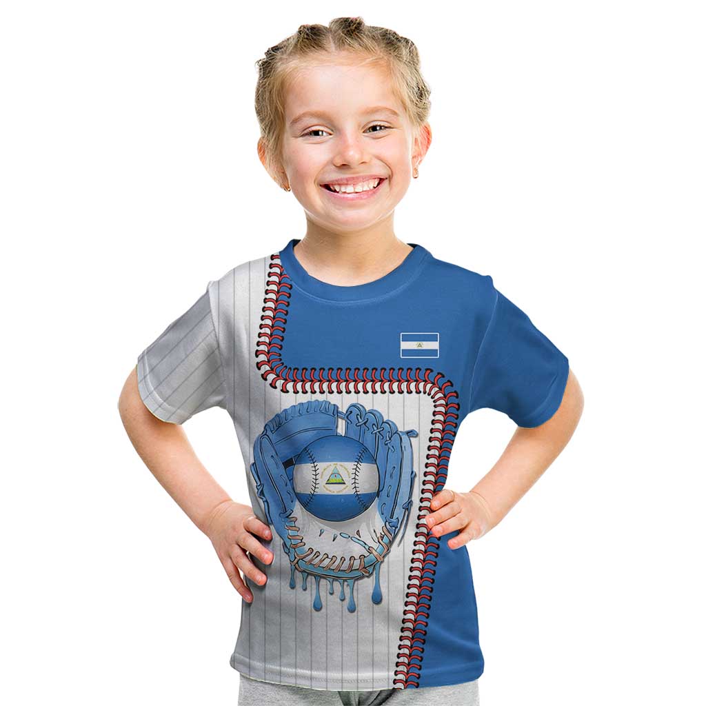 Custom Dripping Baseball Nicaragua Kid T Shirt