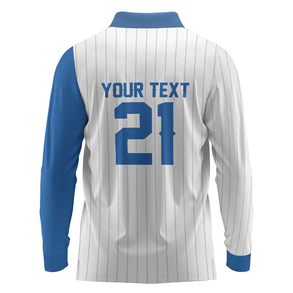 Custom Dripping Baseball Nicaragua Long Sleeve Polo Shirt