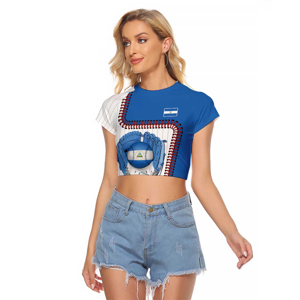 Custom Dripping Baseball Nicaragua Raglan Cropped T Shirt