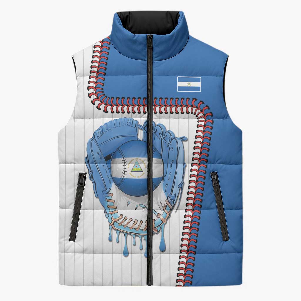 Custom Dripping Baseball Nicaragua Sleeveless Puffer Jacket
