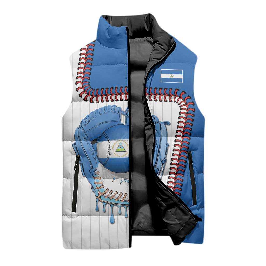 Custom Dripping Baseball Nicaragua Sleeveless Puffer Jacket