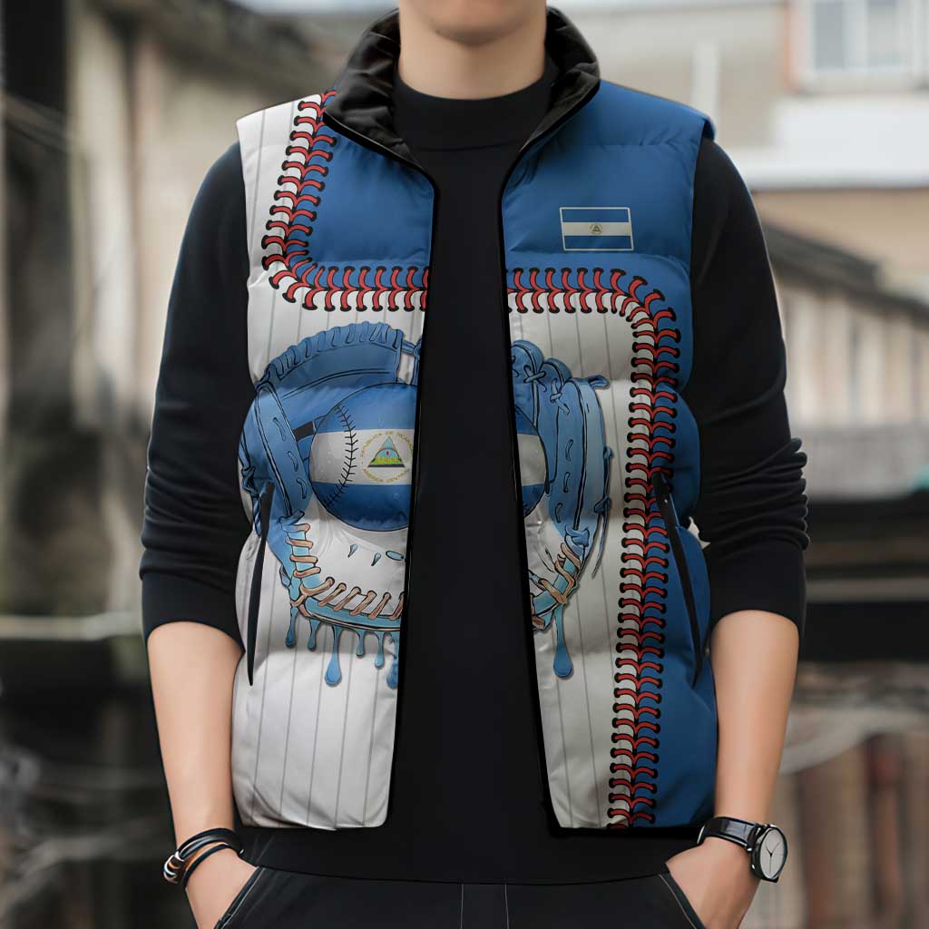 Custom Dripping Baseball Nicaragua Sleeveless Puffer Jacket