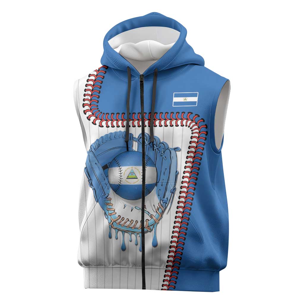 Custom Dripping Baseball Nicaragua Sleeveless Zip Hoodie