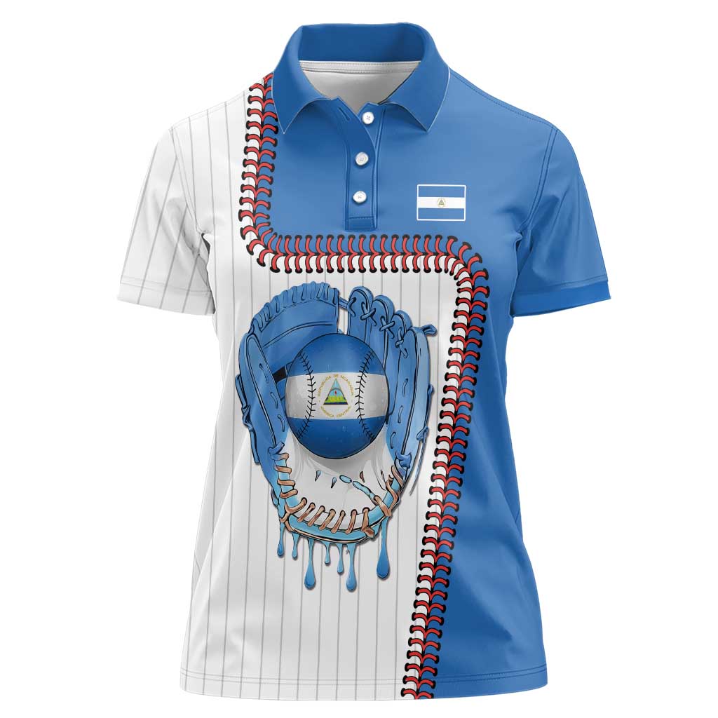 Custom Dripping Baseball Nicaragua Women Polo Shirt
