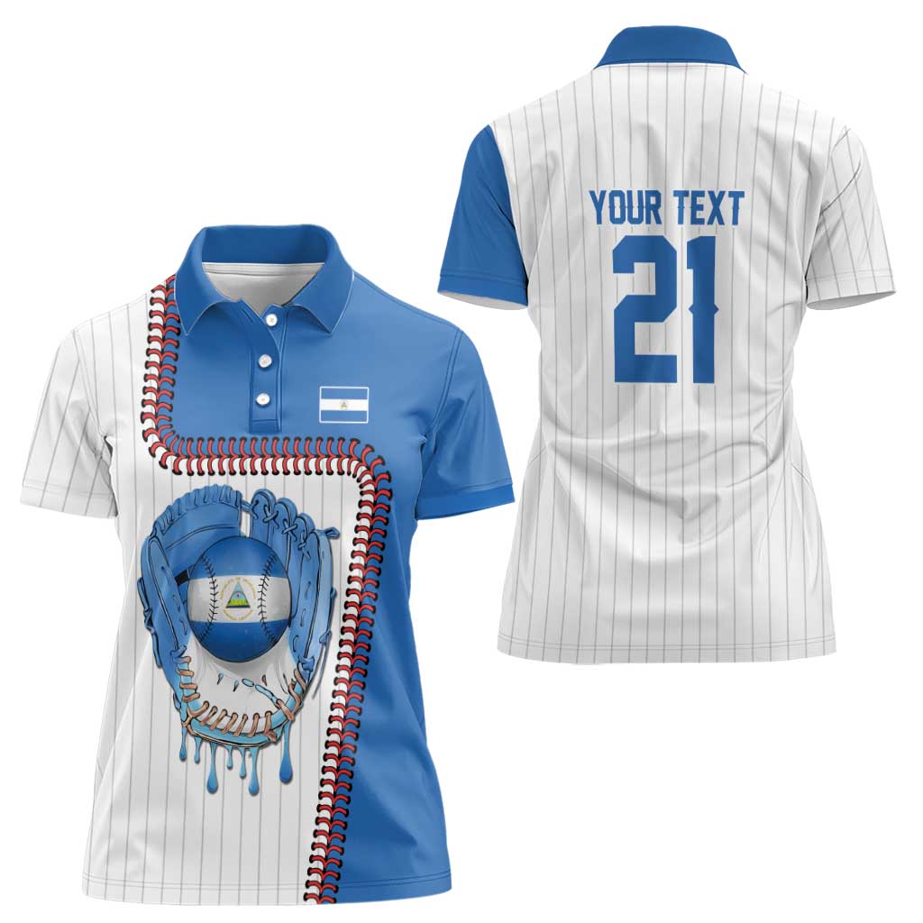 Custom Dripping Baseball Nicaragua Women Polo Shirt
