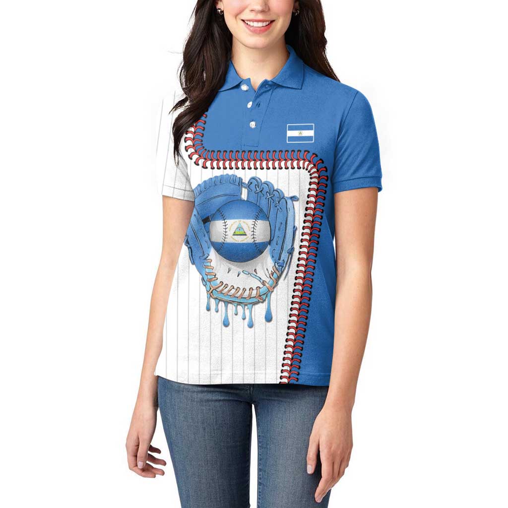 Custom Dripping Baseball Nicaragua Women Polo Shirt