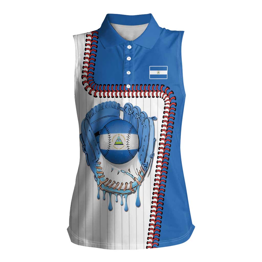 Custom Dripping Baseball Nicaragua Women Sleeveless Polo Shirt