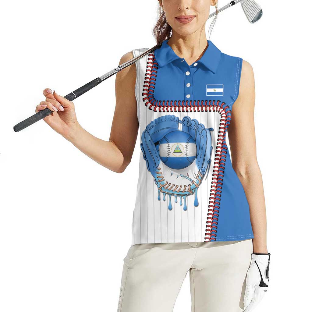 Custom Dripping Baseball Nicaragua Women Sleeveless Polo Shirt