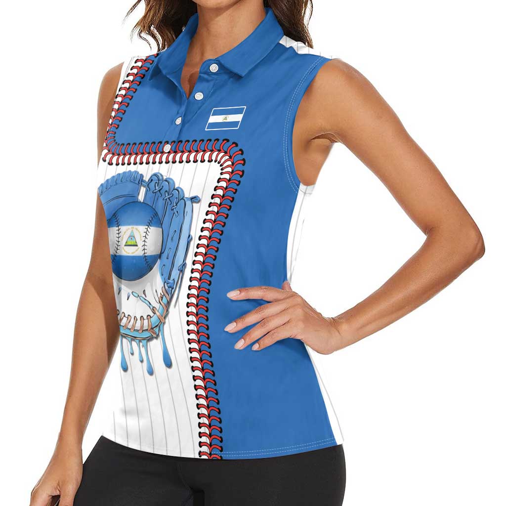 Custom Dripping Baseball Nicaragua Women Sleeveless Polo Shirt