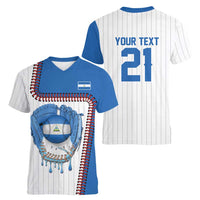 Custom Dripping Baseball Nicaragua Women V-Neck T-Shirt