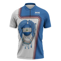 Custom Dripping Baseball Nicaragua Zipper Polo Shirt