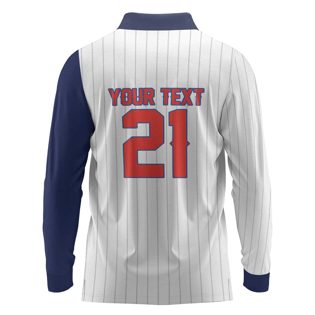 Custom Dripping Baseball Panama Long Sleeve Polo Shirt