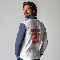Custom Dripping Baseball Panama Long Sleeve Polo Shirt