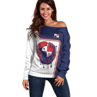 Custom Dripping Baseball Panama Off Shoulder Sweater