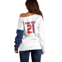 Custom Dripping Baseball Panama Off Shoulder Sweater