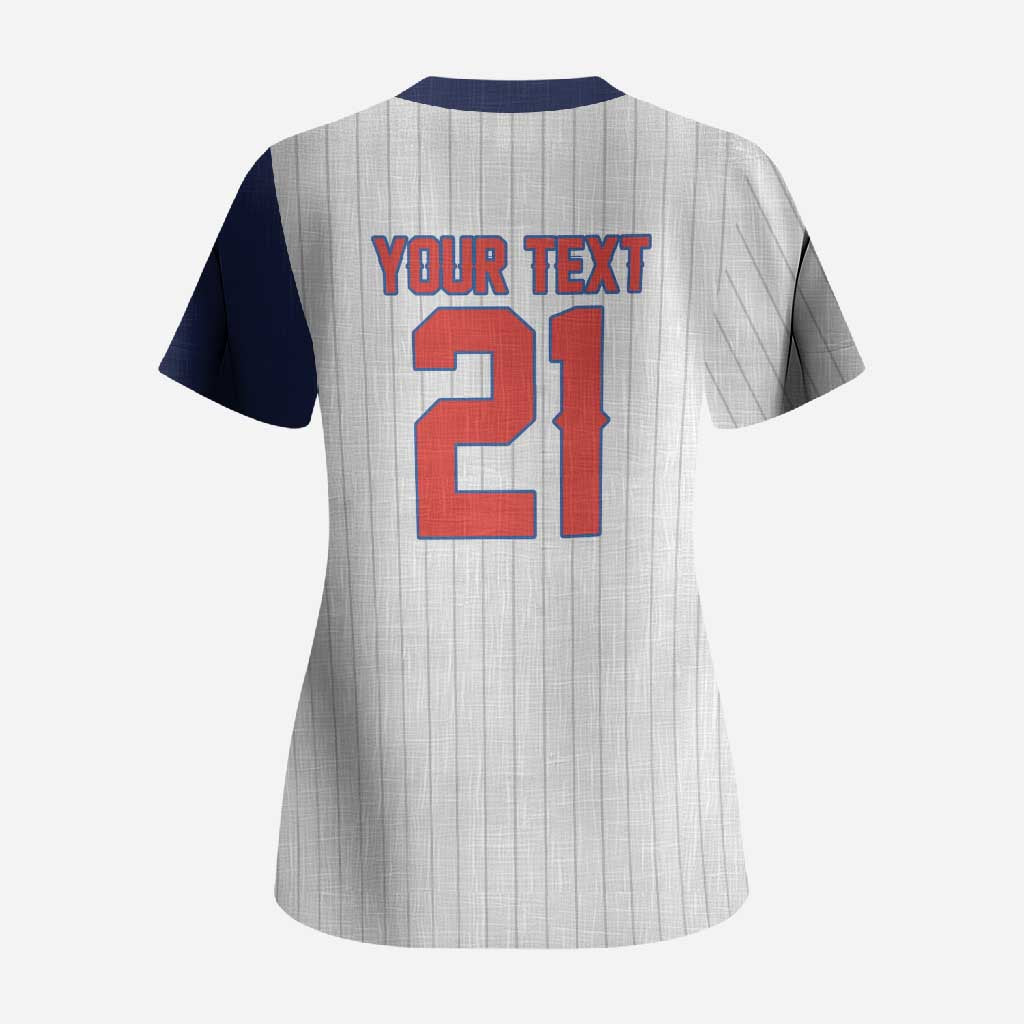 Custom Dripping Baseball Panama Scrub Top