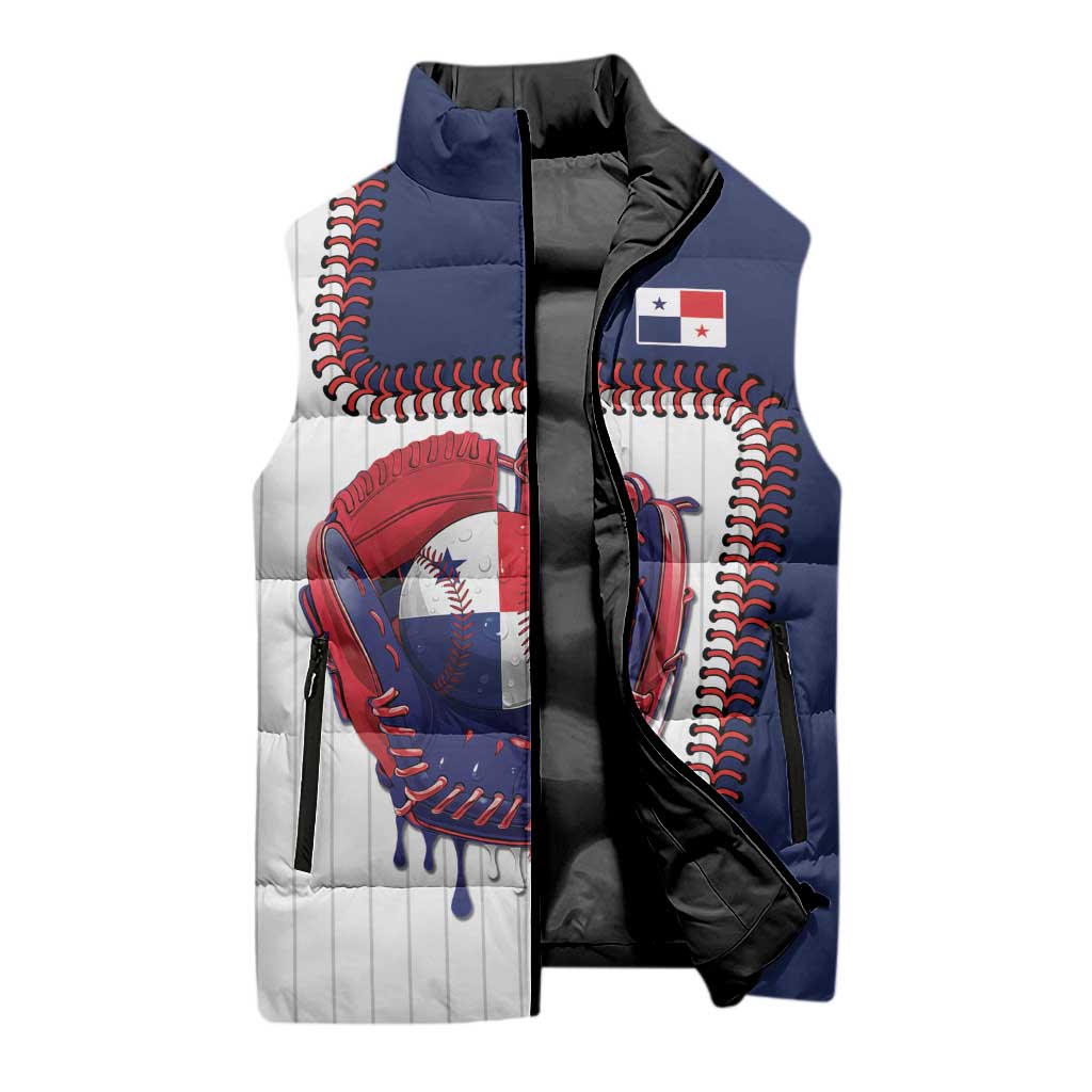 Custom Dripping Baseball Panama Sleeveless Puffer Jacket