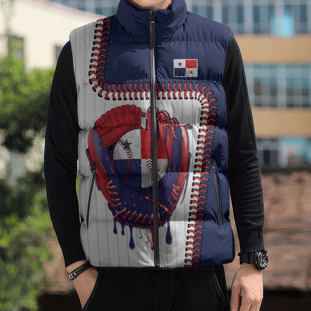 Custom Dripping Baseball Panama Sleeveless Puffer Jacket