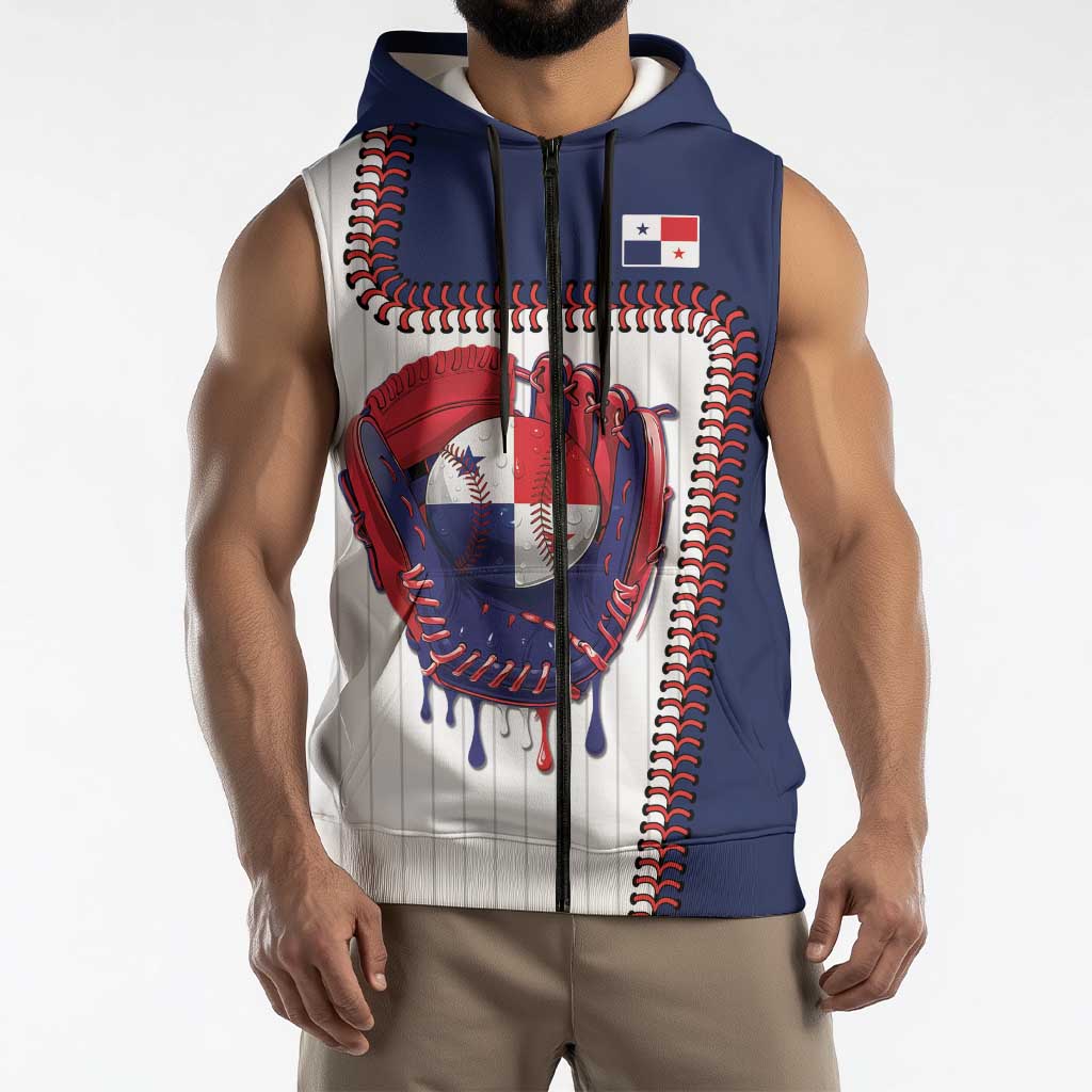 Custom Dripping Baseball Panama Sleeveless Zip Hoodie
