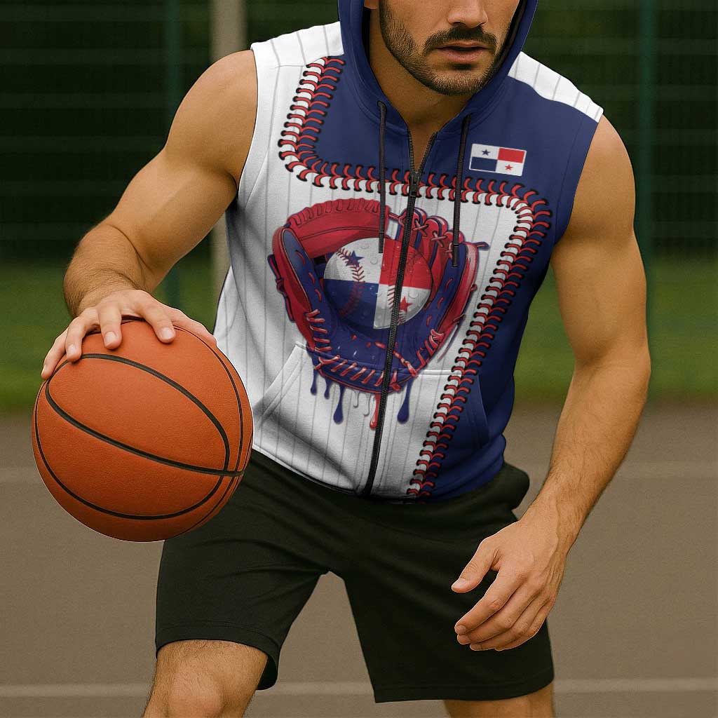 Custom Dripping Baseball Panama Sleeveless Zip Hoodie