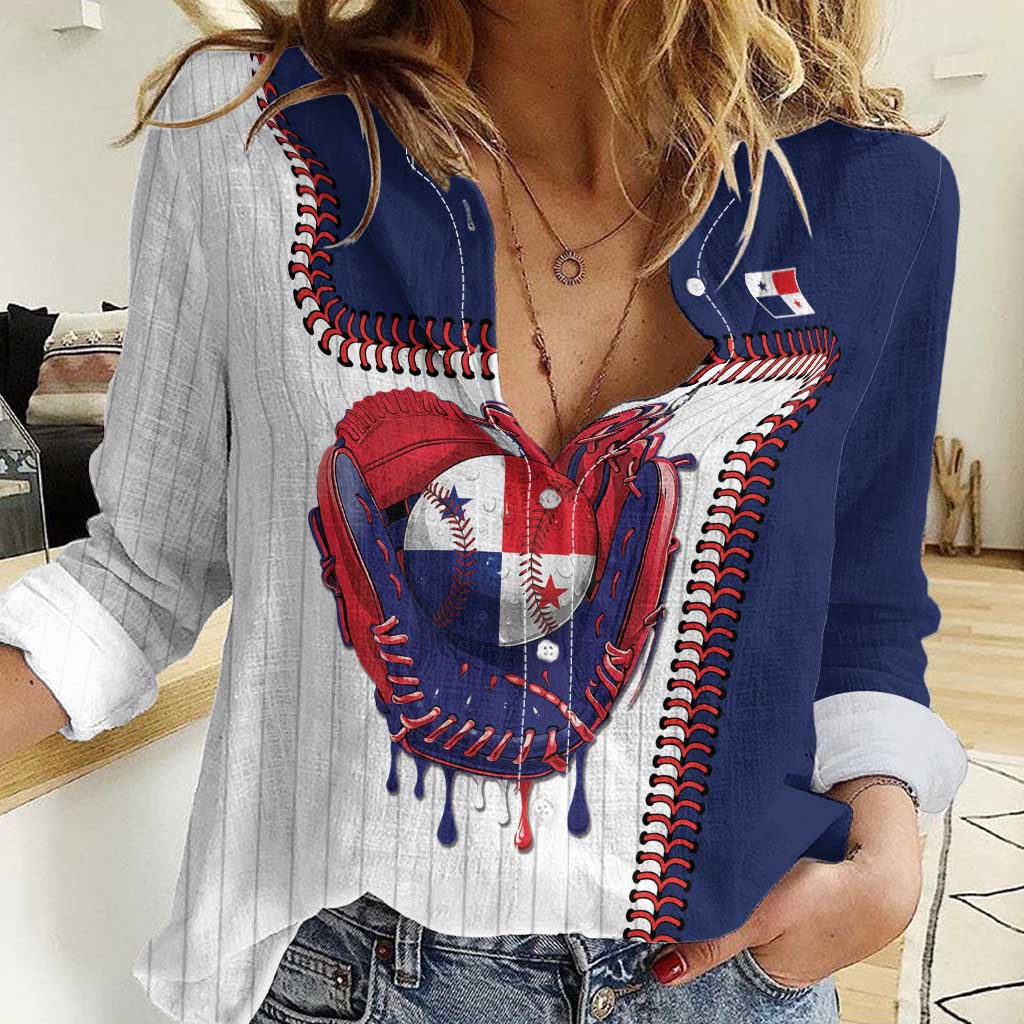 Custom Dripping Baseball Panama Women Casual Shirt