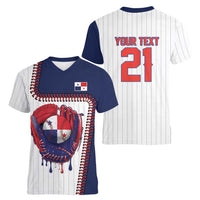 Custom Dripping Baseball Panama Women V-Neck T-Shirt