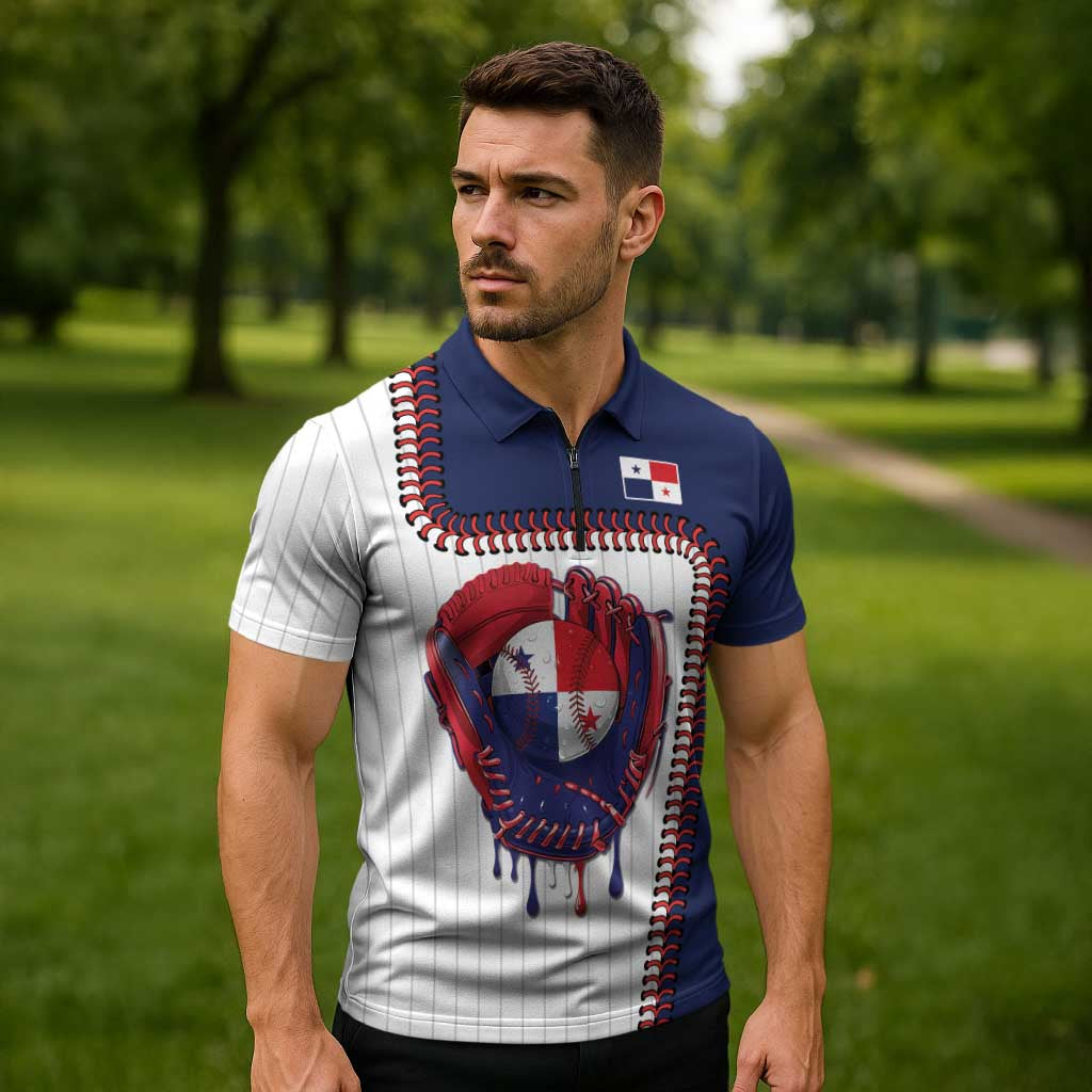 Custom Dripping Baseball Panama Zipper Polo Shirt