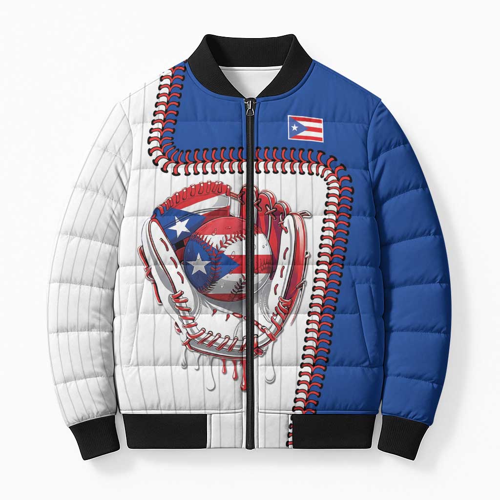 Custom Dripping Baseball Puerto Rico Bomber Puffer Jacket