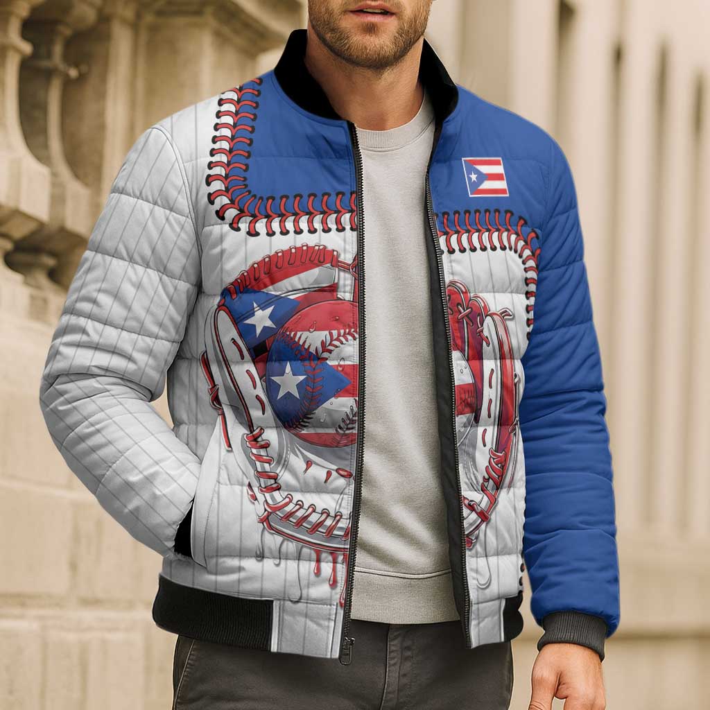 Custom Dripping Baseball Puerto Rico Bomber Puffer Jacket