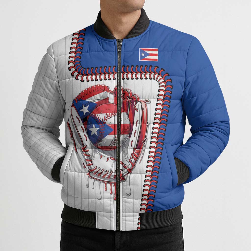 Custom Dripping Baseball Puerto Rico Bomber Puffer Jacket