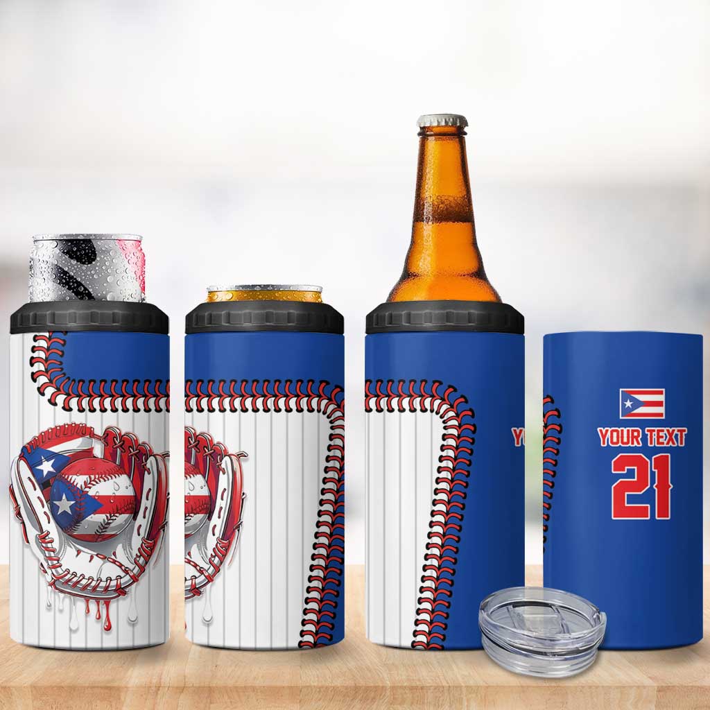 Custom Dripping Baseball Puerto Rico 4 in 1 Can Cooler Tumbler