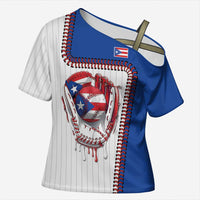 Custom Dripping Baseball Puerto Rico Cross Shoulder Shirt