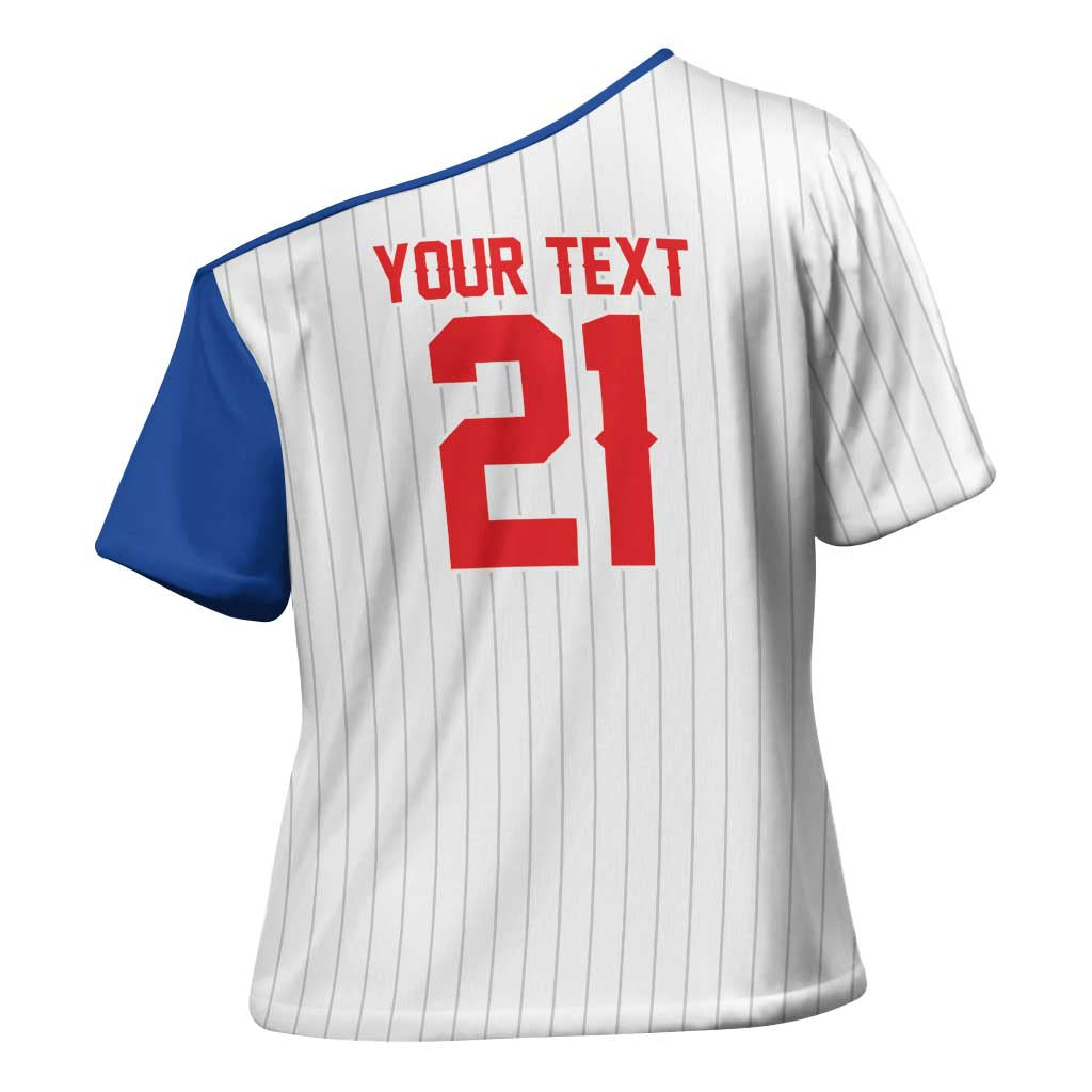 Custom Dripping Baseball Puerto Rico Cross Shoulder Shirt