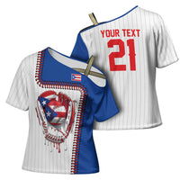 Custom Dripping Baseball Puerto Rico Cross Shoulder Shirt