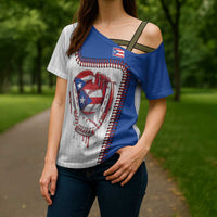 Custom Dripping Baseball Puerto Rico Cross Shoulder Shirt