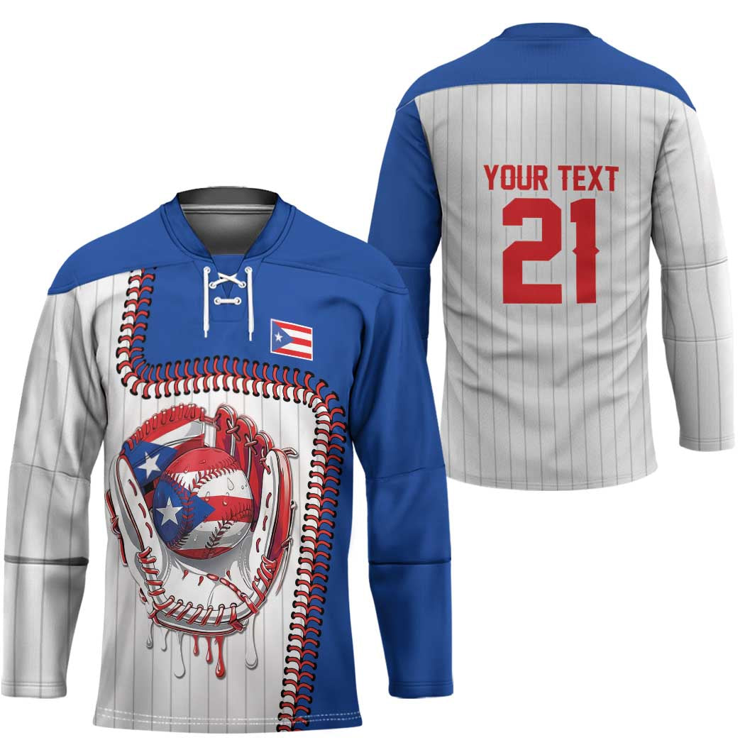Custom Dripping Baseball Puerto Rico Hockey Jersey