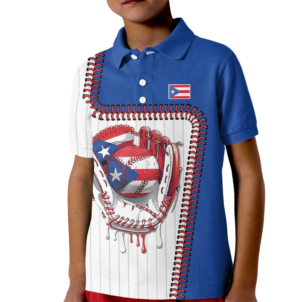 Custom Dripping Baseball Puerto Rico Kid Polo Shirt