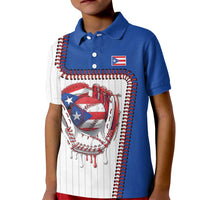 Custom Dripping Baseball Puerto Rico Kid Polo Shirt