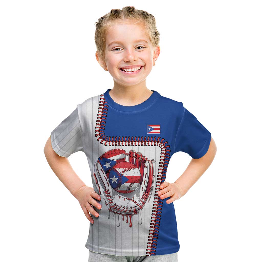 Custom Dripping Baseball Puerto Rico Kid T Shirt