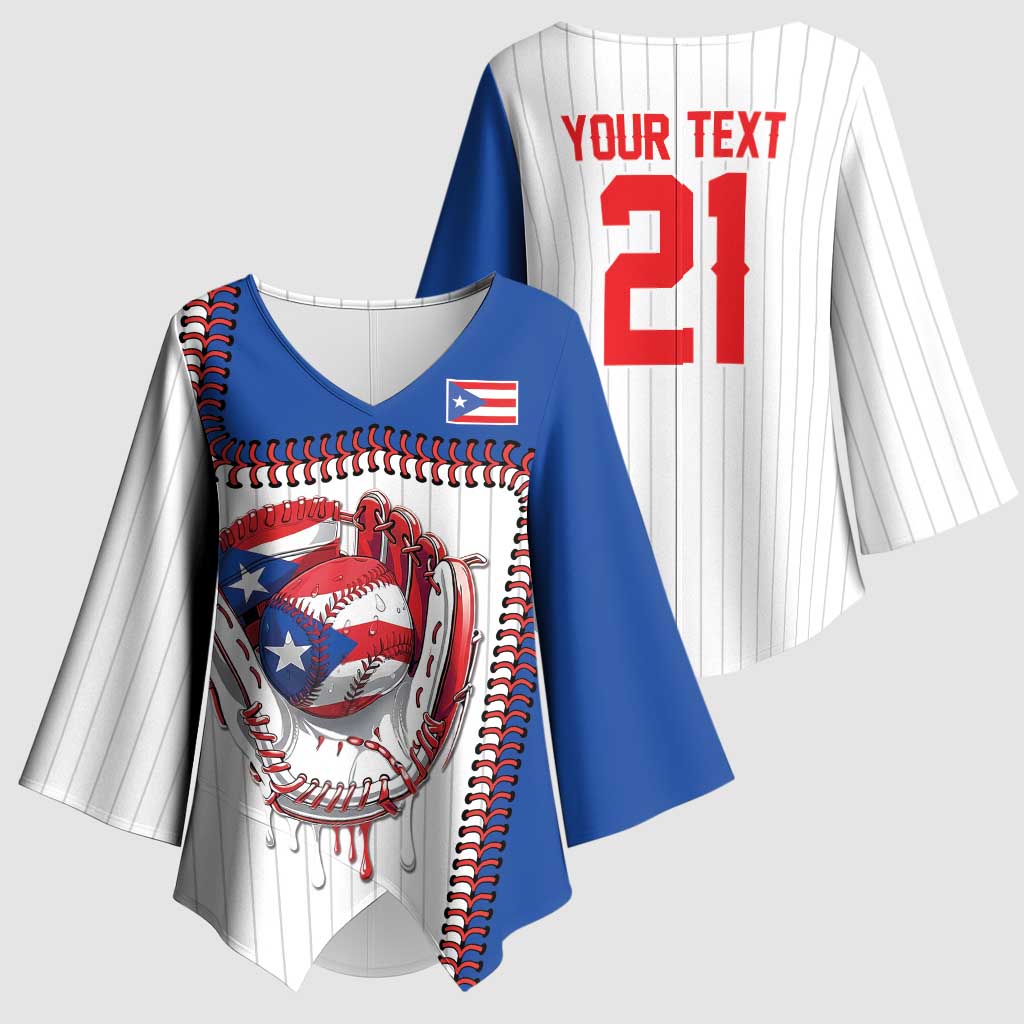 Custom Dripping Baseball Puerto Rico Kimono Sleeve Blouse
