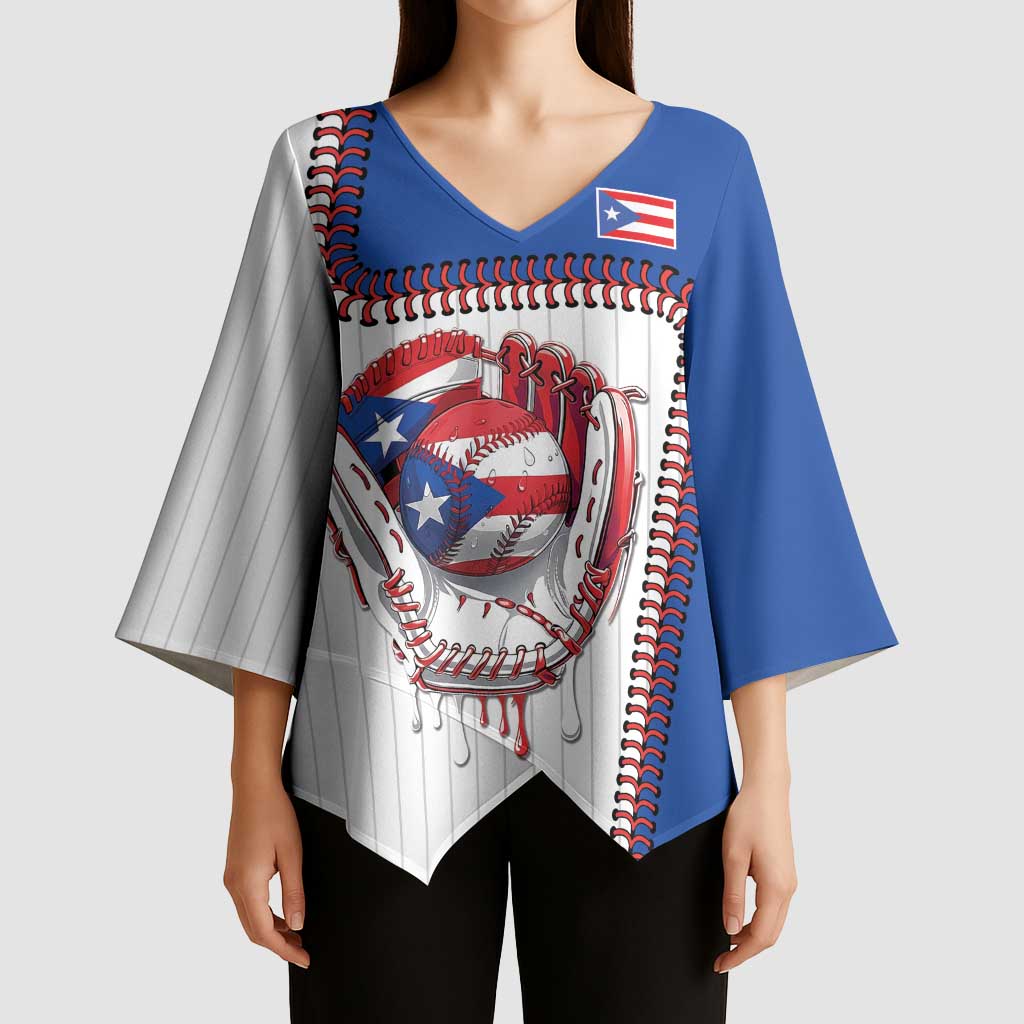 Custom Dripping Baseball Puerto Rico Kimono Sleeve Blouse