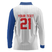 Custom Dripping Baseball Puerto Rico Long Sleeve Polo Shirt