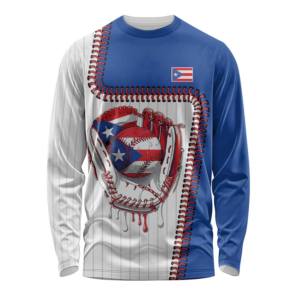 Custom Dripping Baseball Puerto Rico Long Sleeve Shirt