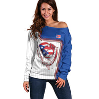 Custom Dripping Baseball Puerto Rico Off Shoulder Sweater